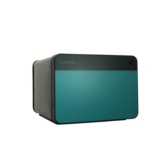 Modern biometric safes in pop colors: Cocono Chroma 20 small safe in Pacific