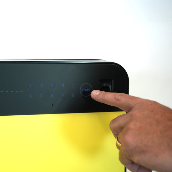 Chroma 40 medium safe in Lemon showing biometric fingerprint scanner