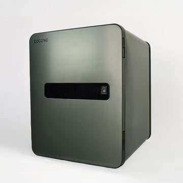 Luxury medium size safe: Olive green Cocono 40 fire resistant home safe, fireproof office safe. This closet safe is designed for secure storage and organization.