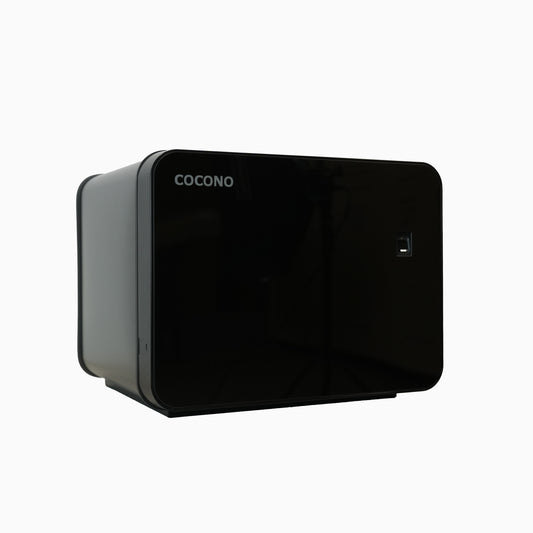 Cocono Chroma 15 mini safe: compact biometric closet safe in Midnight.
