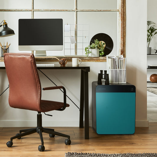 Cocono Chroma 40 Medium Safe in Pacific in a home office