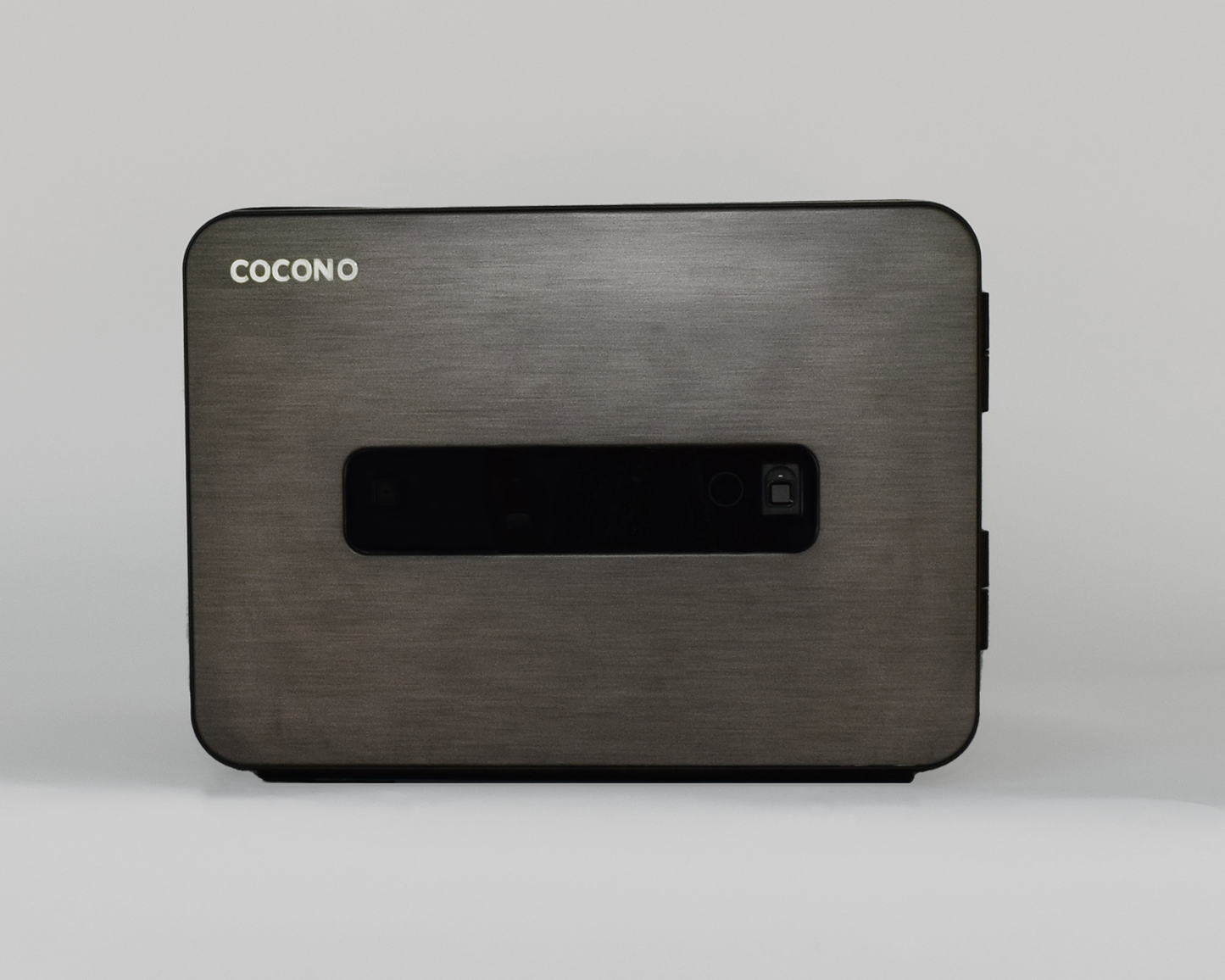 Photo of a modern, compact, graphite 20 liter Cocono safe for secure storage and organization.