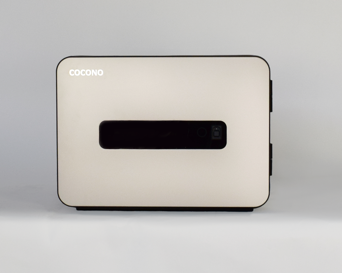 Photo of a modern, compact, ivory 20 liter Cocono safe for secure storage and organization.